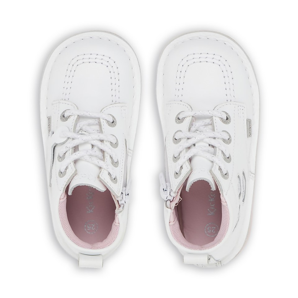 Infant Girls Kick Hi Heart Leather White