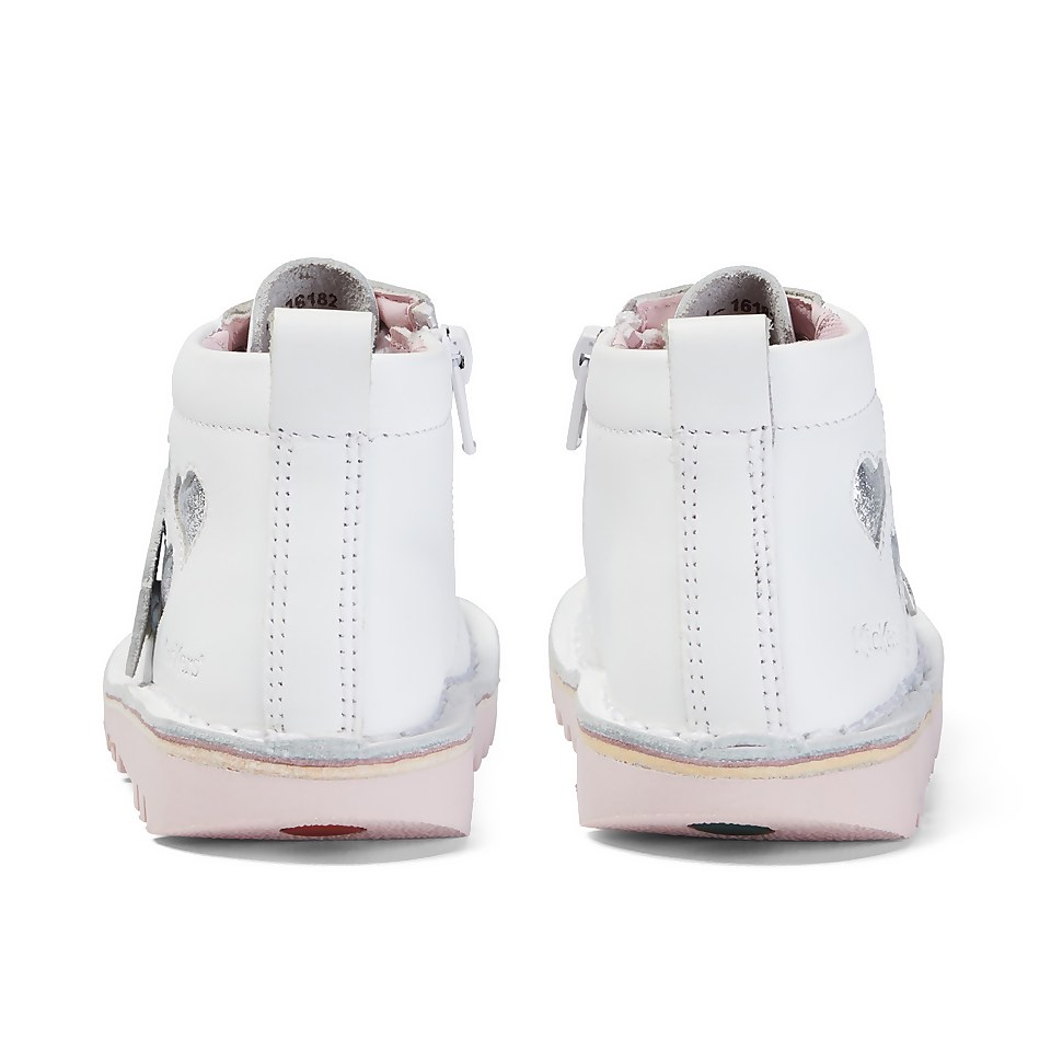Infant Girls Kick Hi Heart Leather White