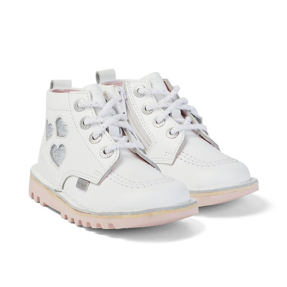 Infant Girls Kick Hi Heart Leather White
