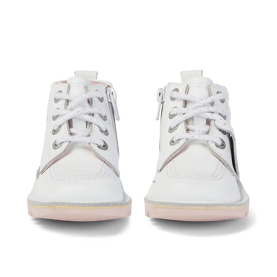 Infant Girls Kick Hi Heart Leather White