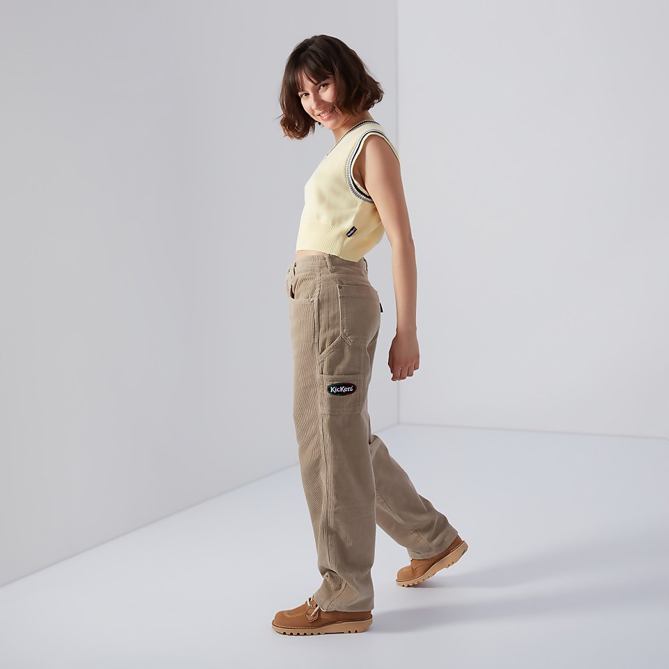 Women's Straight Leg Cord Trousers Beige