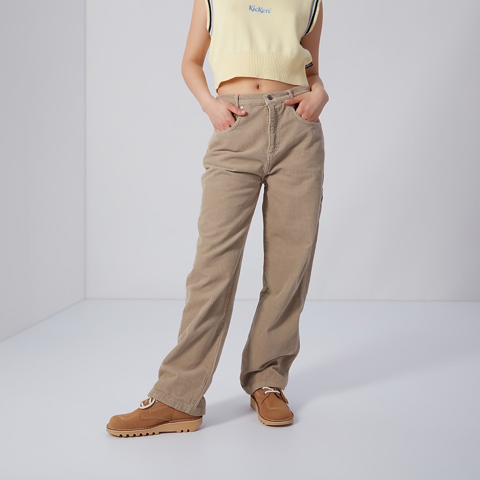 Women's Straight Leg Cord Trousers Beige