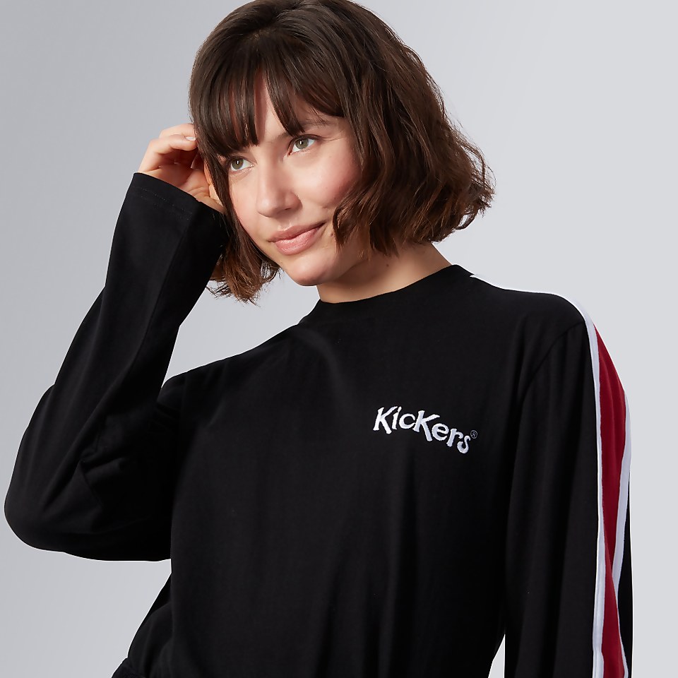 Women's Side Stripe Long Sleeve T-shirt Black