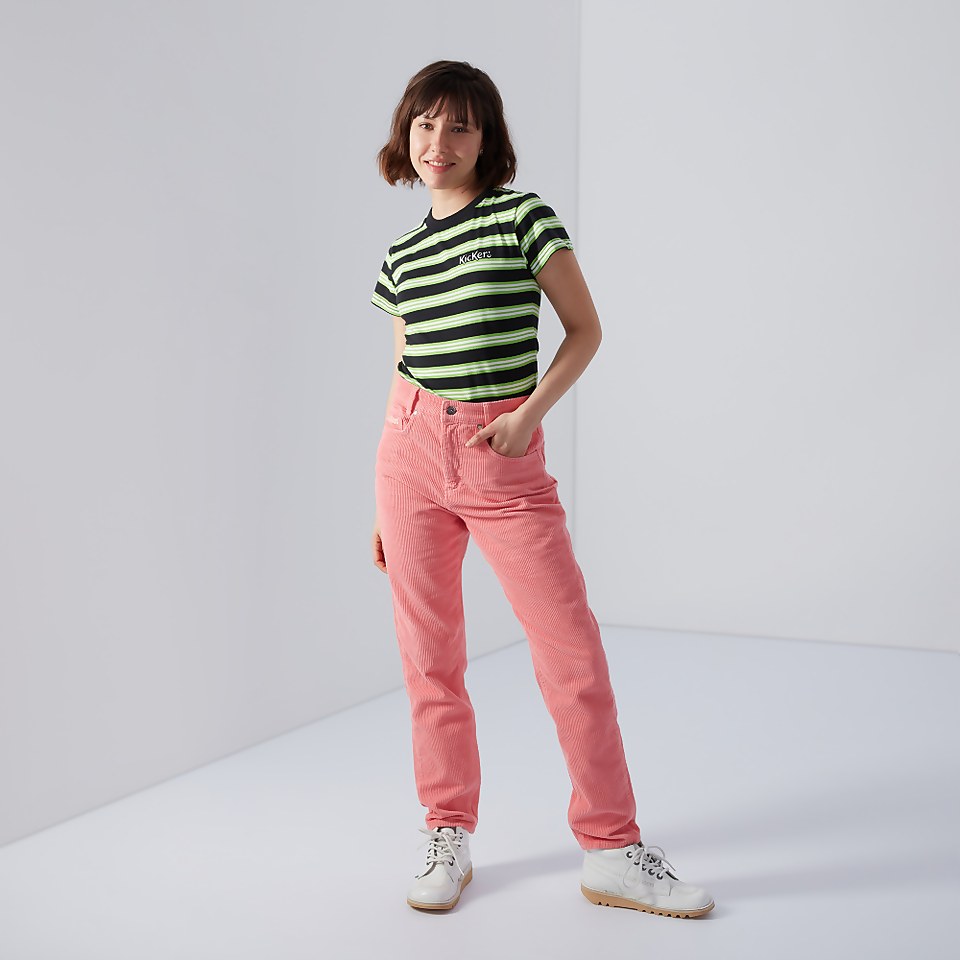Women's Short Sleeve Stripe T-Shirt Black/Green