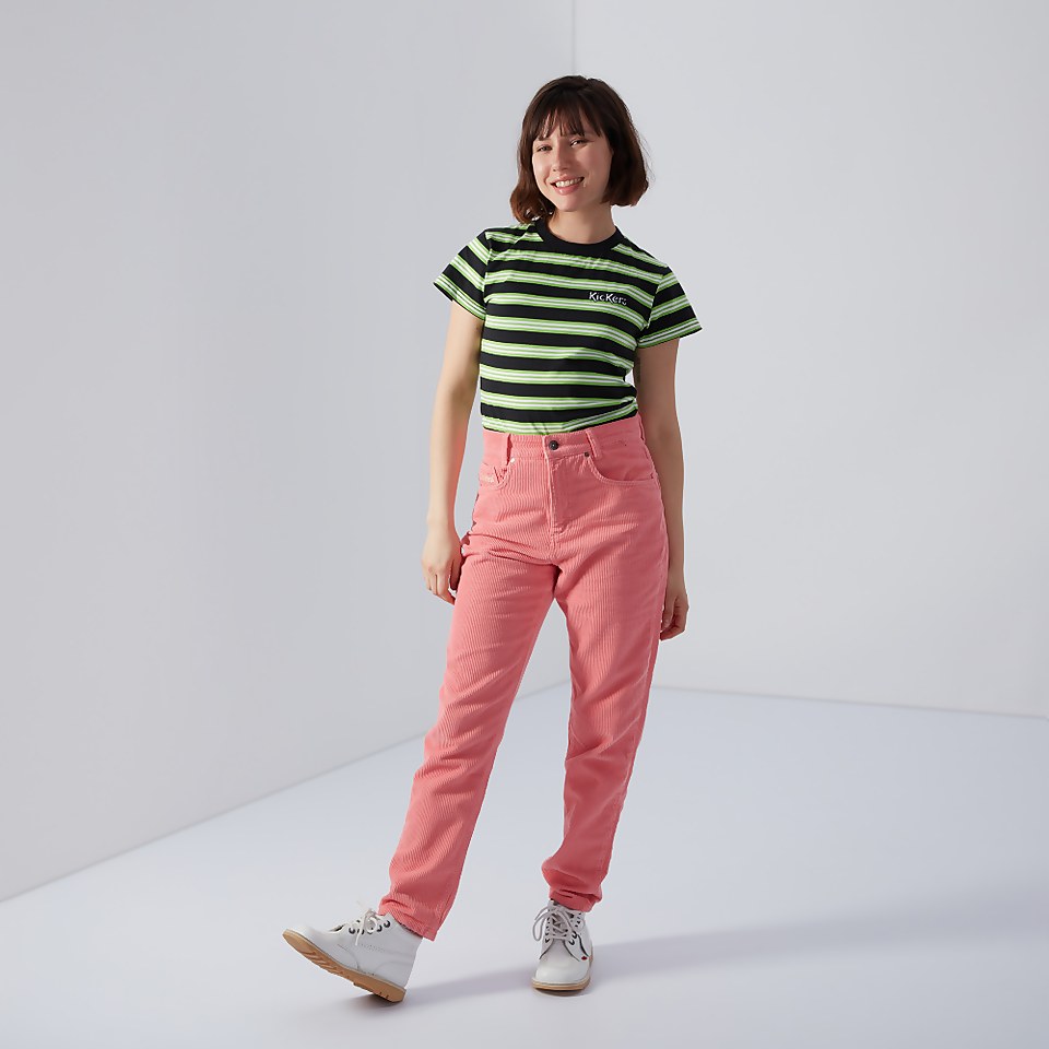 Women's Short Sleeve Stripe T-Shirt Black/Green