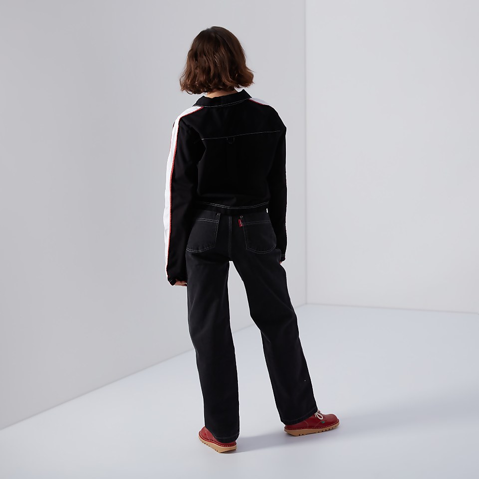 Women's Half Zip Cropped Shirt Black