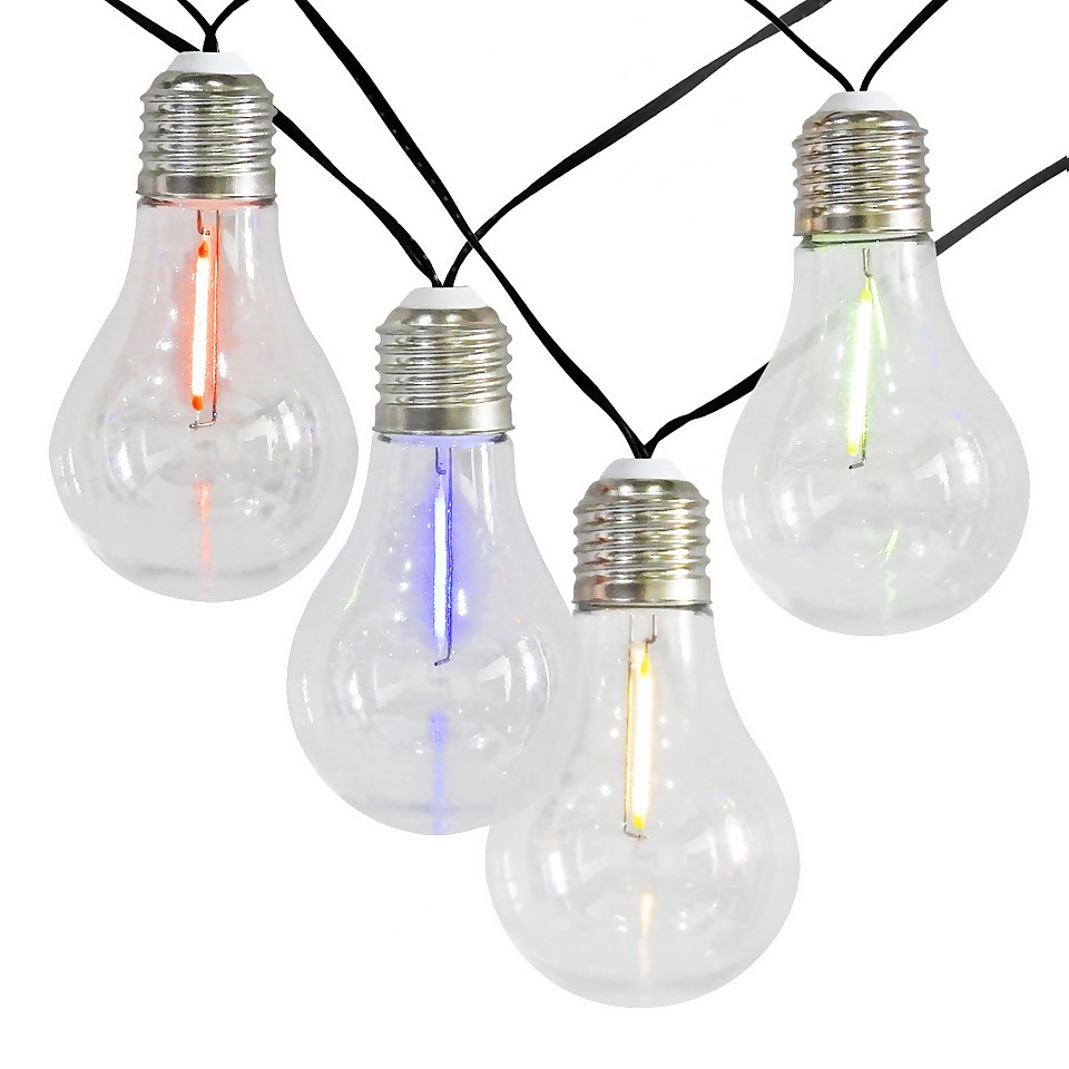 10 Solar Neon Lightbulb String Lights