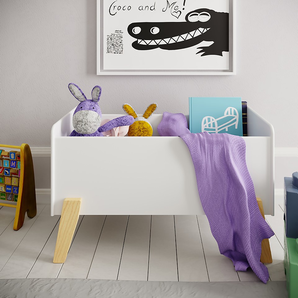 Kids Open Toy Chest - White & Natural