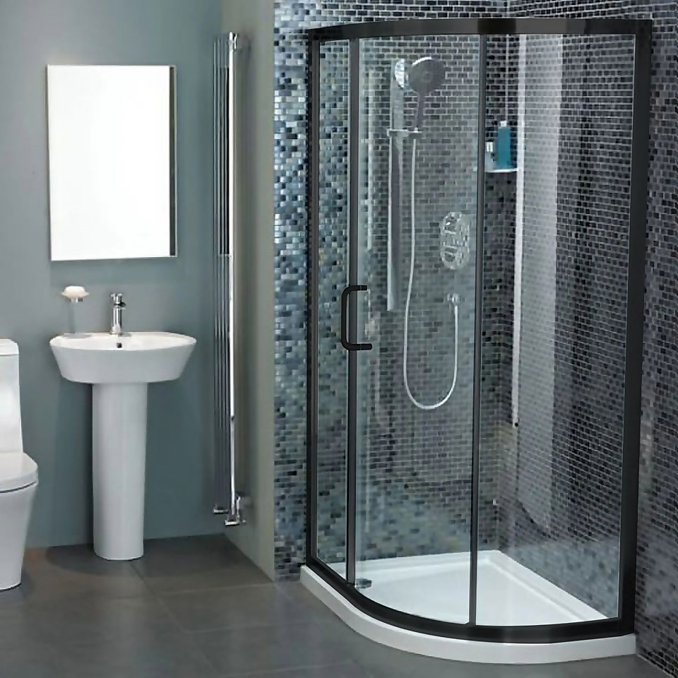 Bathstore Noir Black Offset Quadrant Shower Enclosure - 1100mm (6mm Glass)