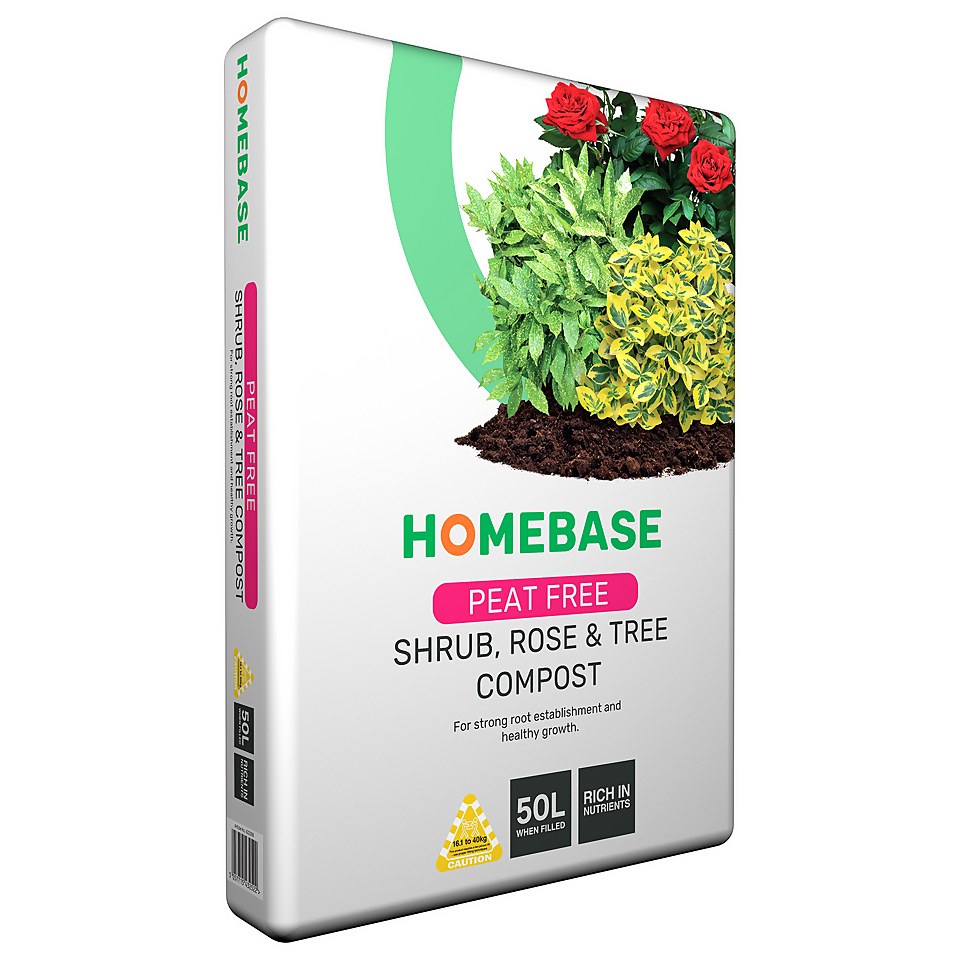 Homebase Peat Free Shrub, Rose & Tree Compost - 50L