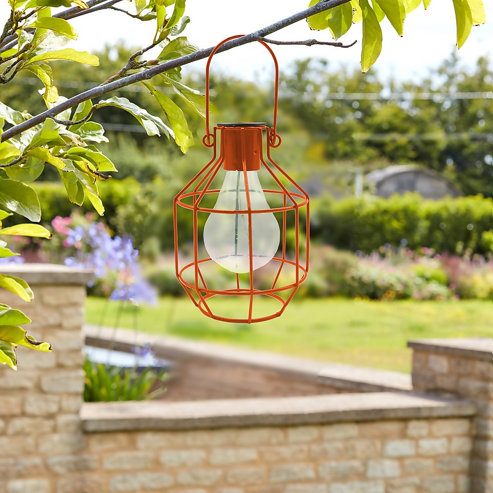House Beautiful Firefly Solar Powered Caged Lantern