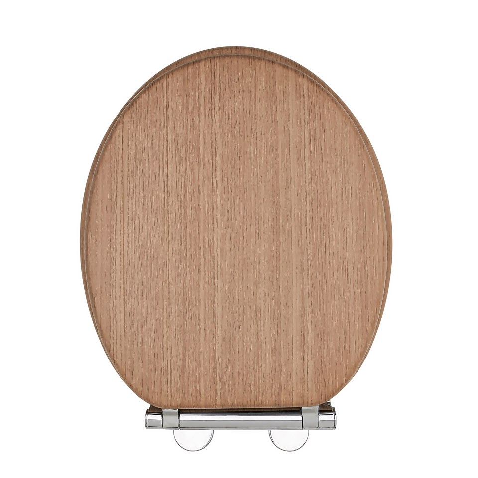 Aqualona Wooden Toilet Seat Oak Effect Homebase