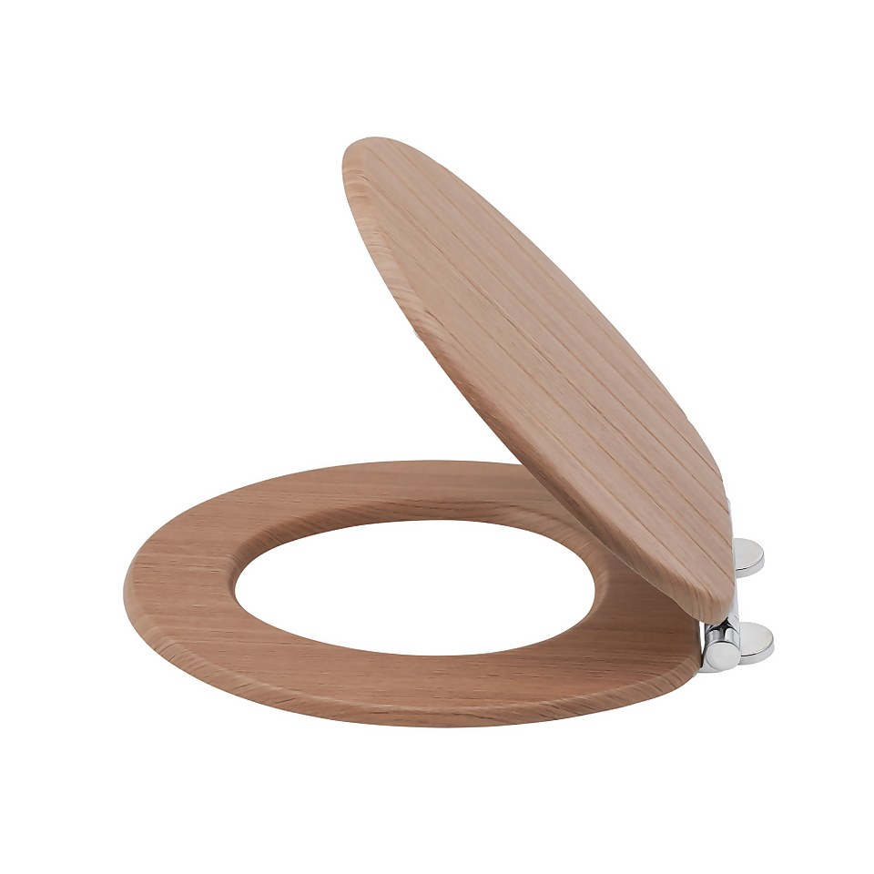Aqualona Wooden Toilet Seat Oak Effect Homebase