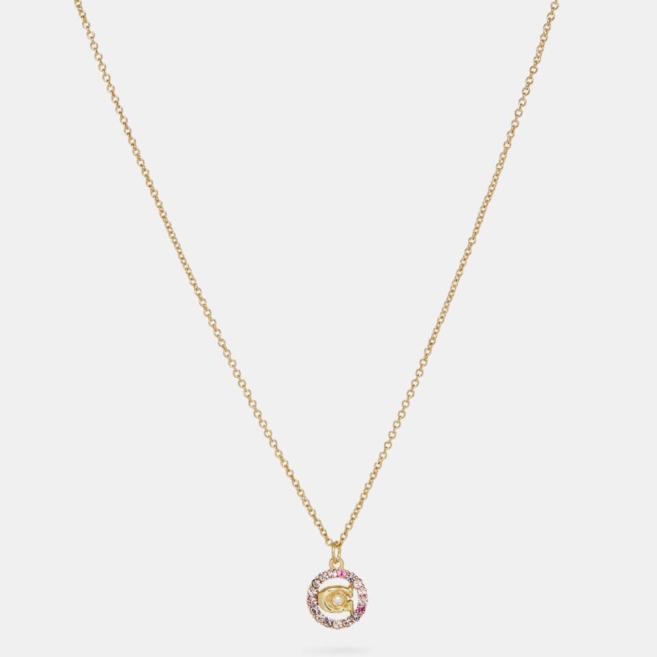 Coach Women's C Multi Crystal Necklace - Gold/Pink Multi