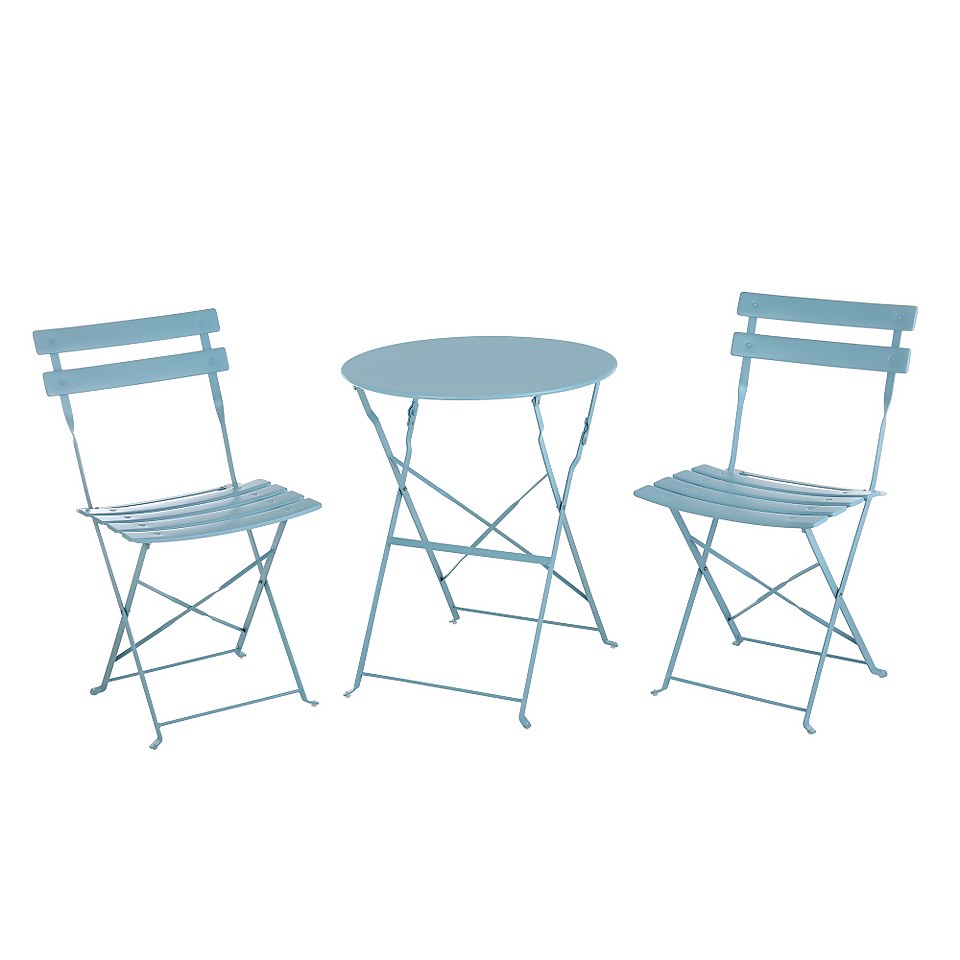 Lazio Bistro Garden Table and Chairs Set Blue Homebase