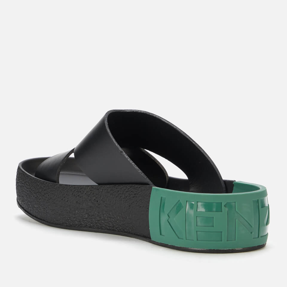 KENZO Women's Zenzoyama Logo Leather Flatform Sandals - Black
