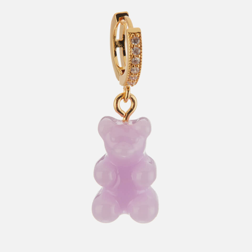 Crystal Haze Women's Pave Nostalgia Bear Hoop - Lavender