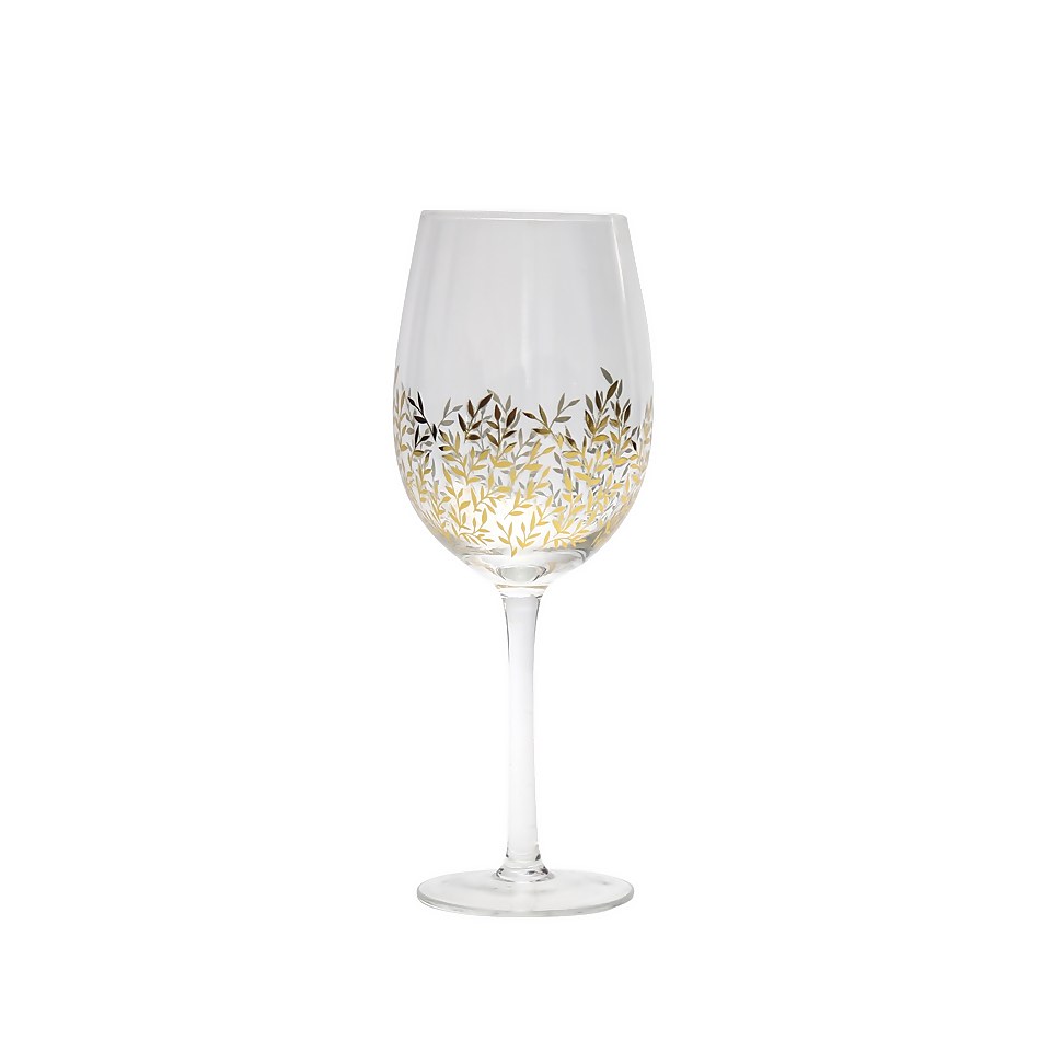 Large Gold Foil Wine Glass Set of 2 Homebase