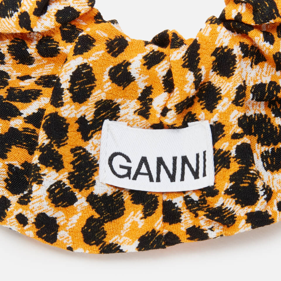 Ganni Women's Printed Crepe Scrunchie - Bright Marigold