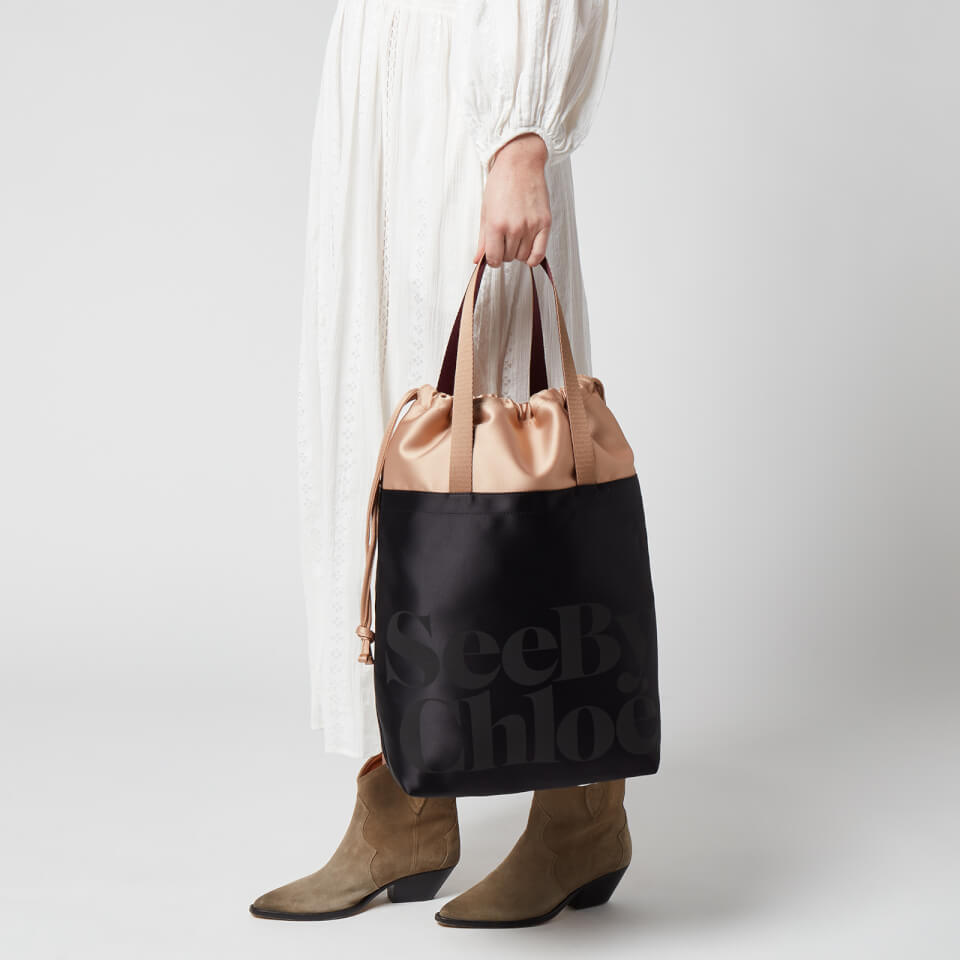 See By Chloé Women's Satin Logo Tote Bag - Black