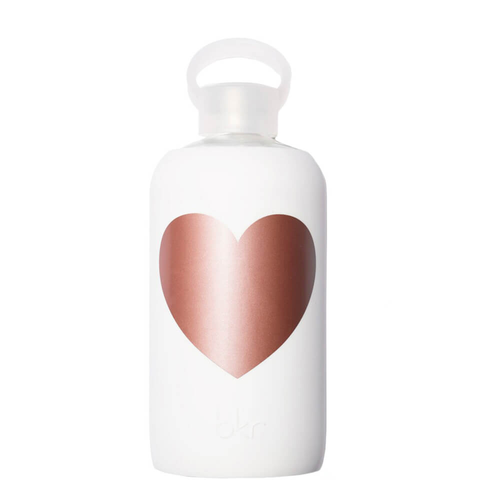 Bkr Metallic Rose Winter Heart Glass Water Bottle