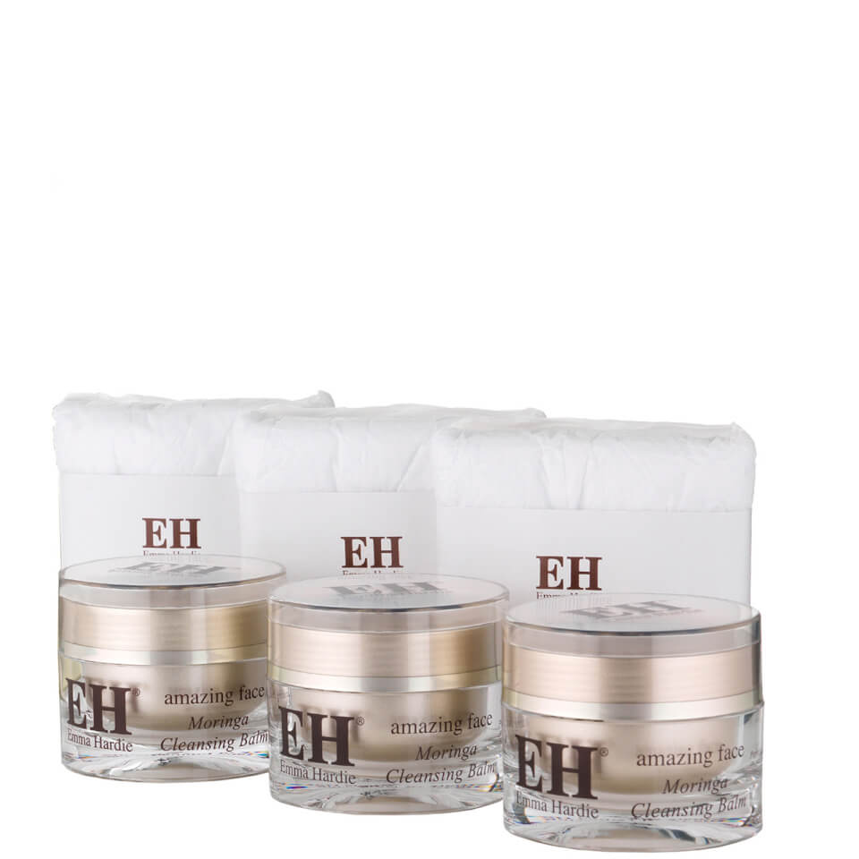 Emma Hardie Skincare Set of 3 Moringa Cleansing Balms & 3 Cloths