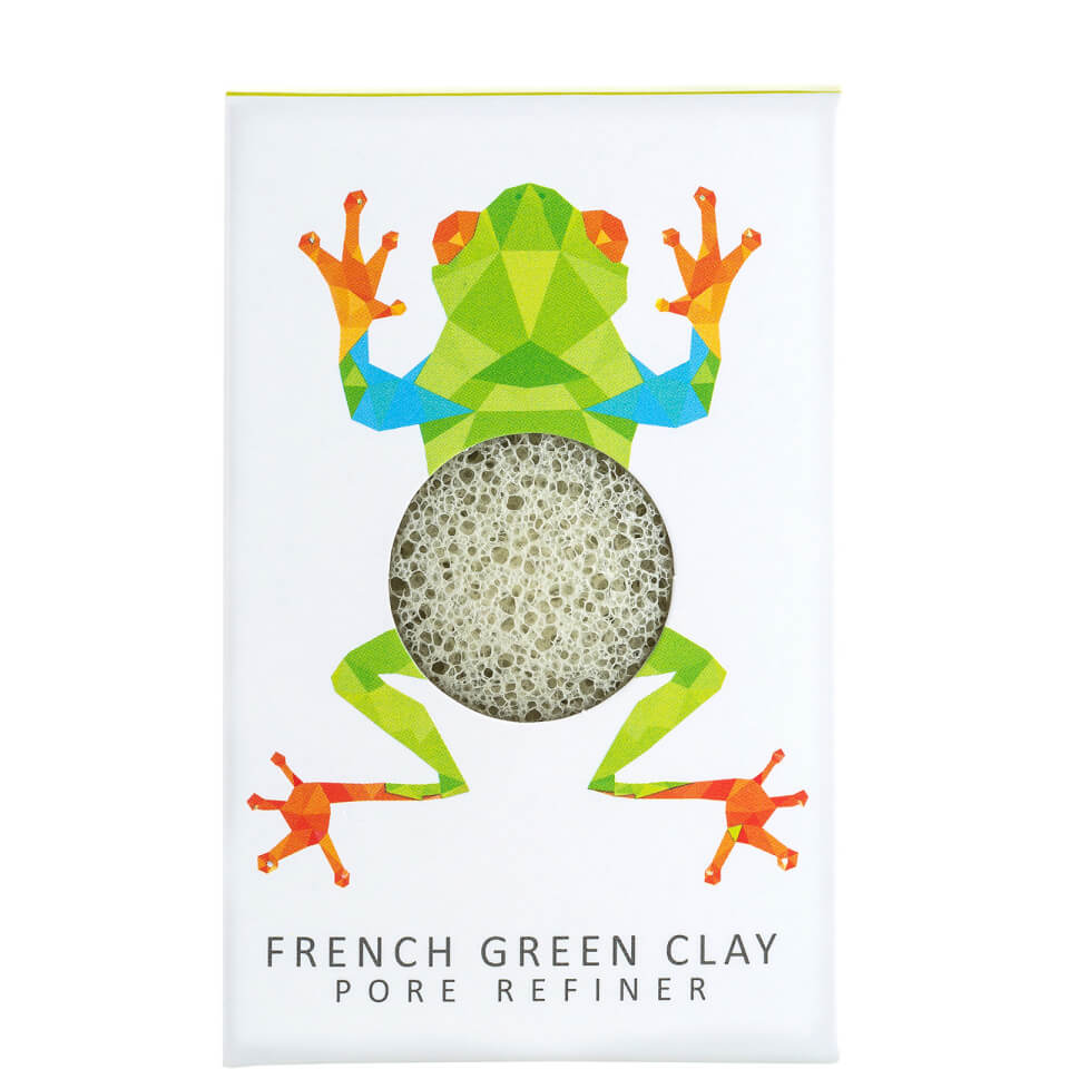 The Konjac Sponge Company Konjac Mini Pore Refiner Rainforest Tree Frog French Green Clay