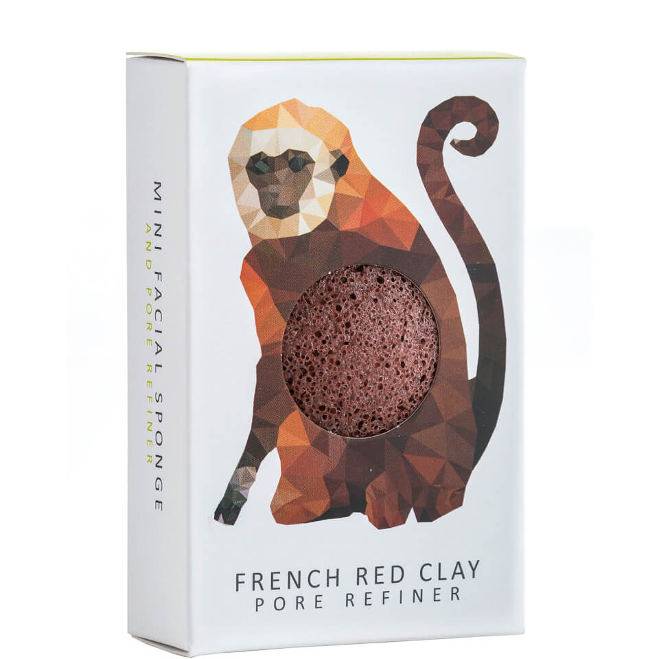 The Konjac Sponge Company Konjac Mini Pore Refiner Rainforest Monkey French Red Clay
