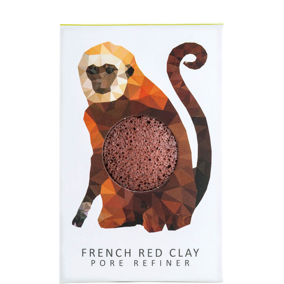 The Konjac Sponge Company Konjac Mini Pore Refiner Rainforest Monkey French Red Clay