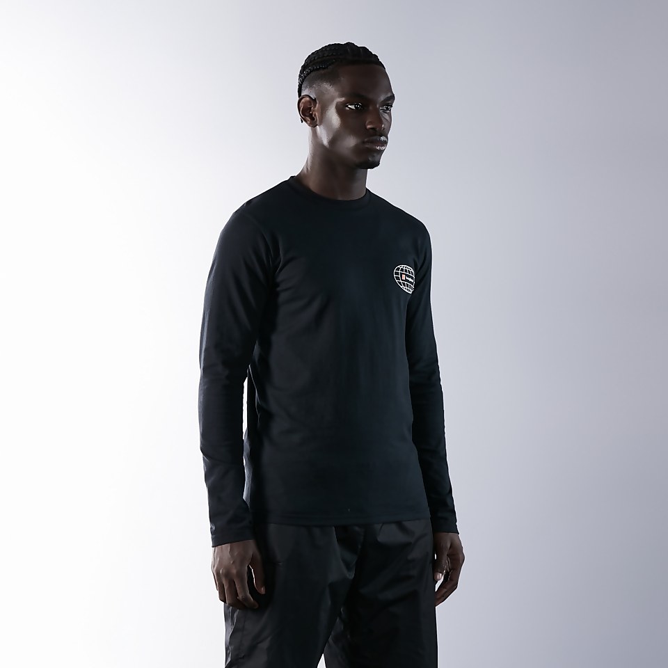 Unisex Organic Three Peaks Long Sleeve Tee - Snowdon Print - Black