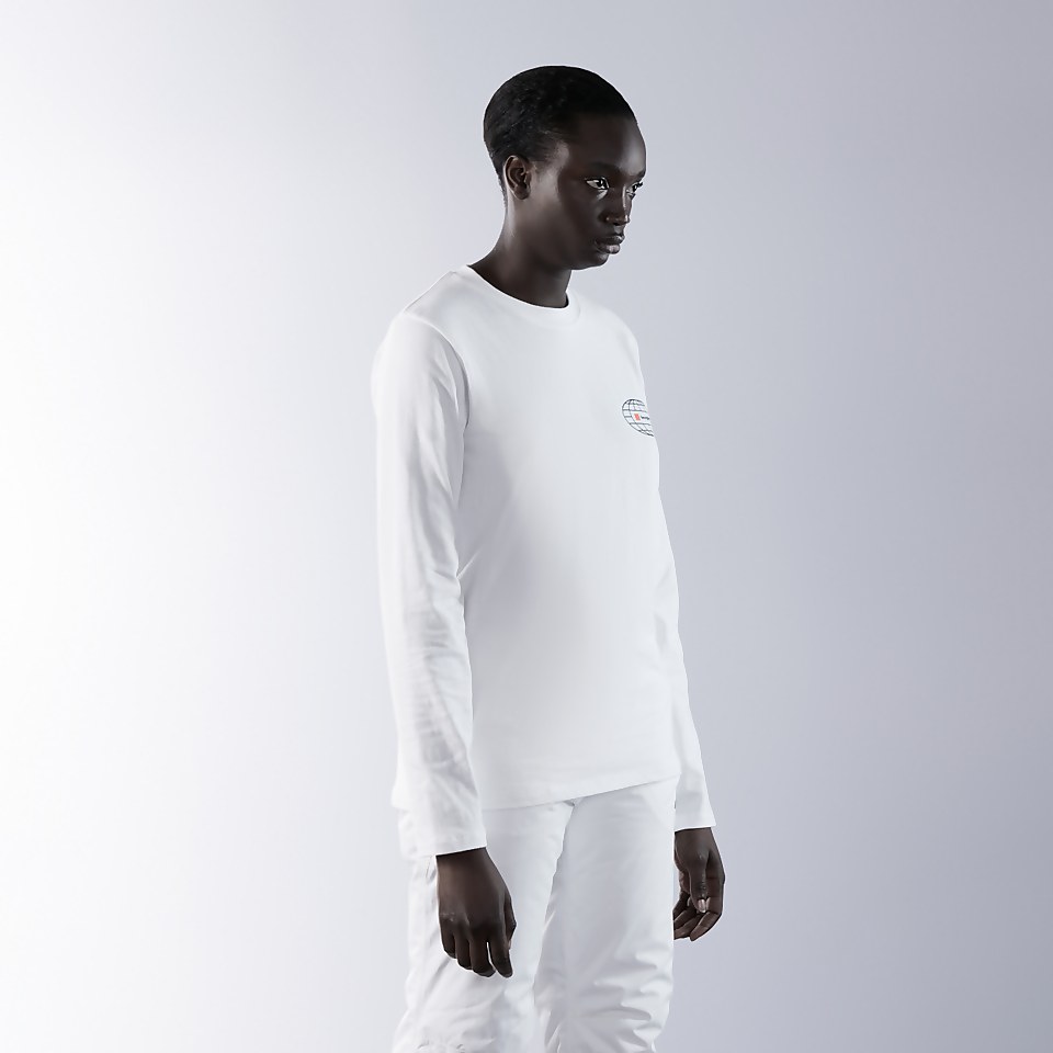Unisex Organic Three Peaks Long Sleeve Tee - Snowdon Print- White