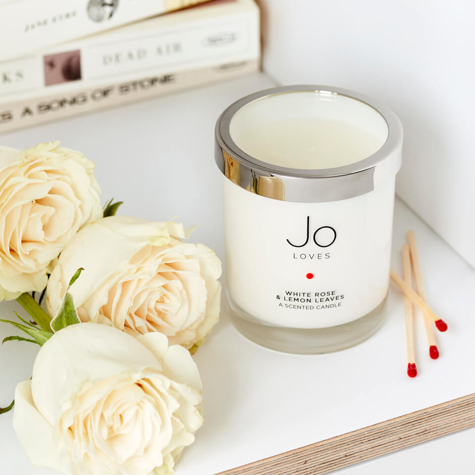 Jo Loves A Home Candle White Rose & Lemon Leaves