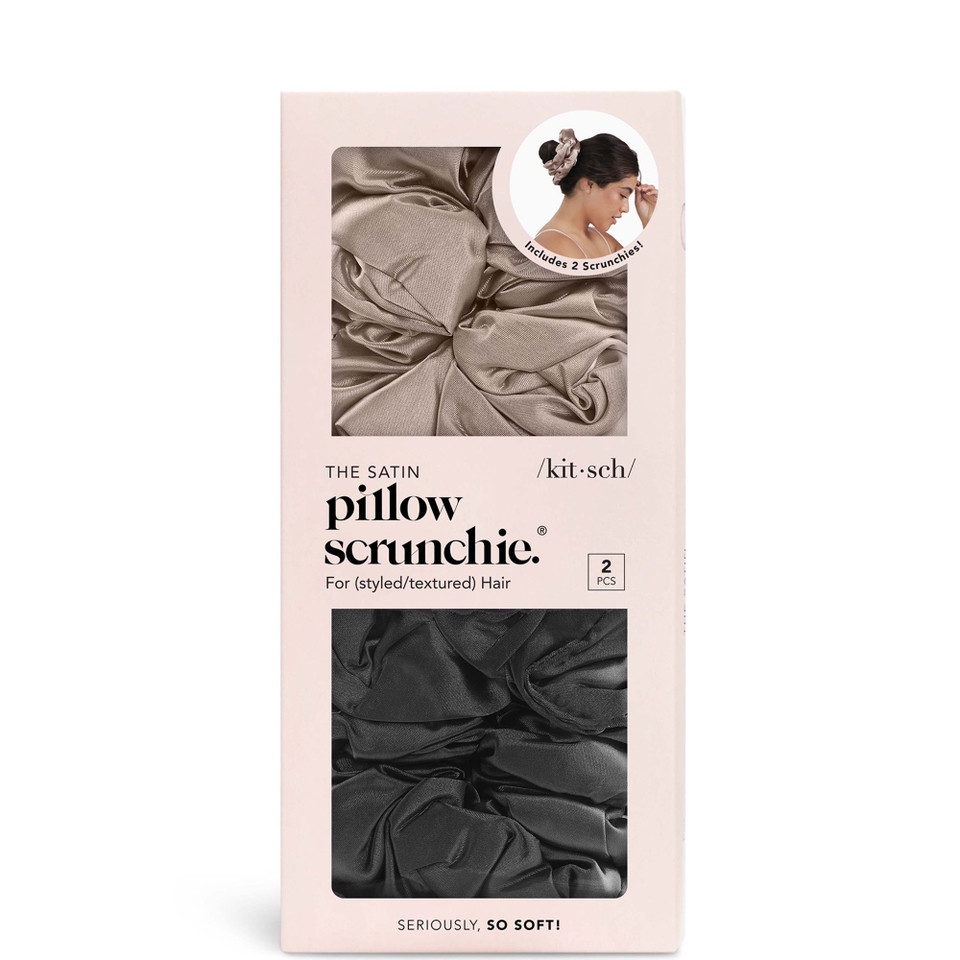 Kitsch Satin Pillow Scrunchie Black/Gold
