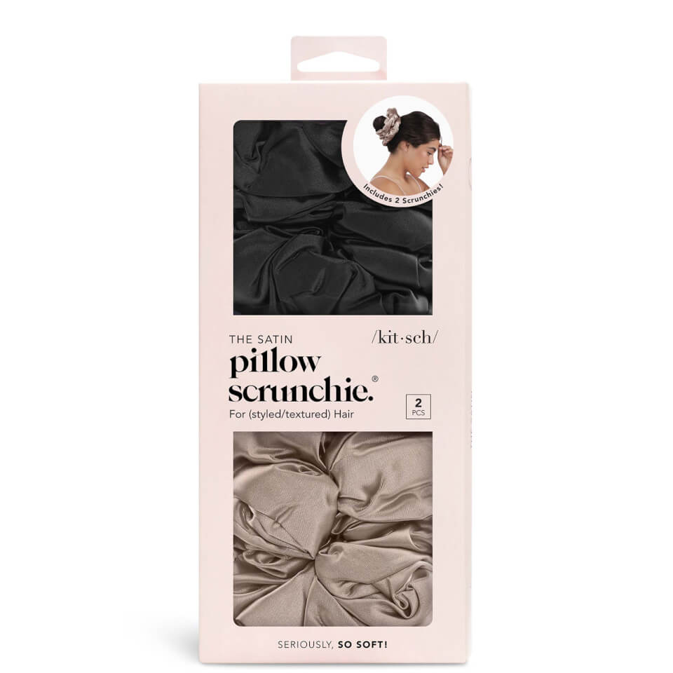 Kitsch Satin Pillow Scrunchie Black/Gold