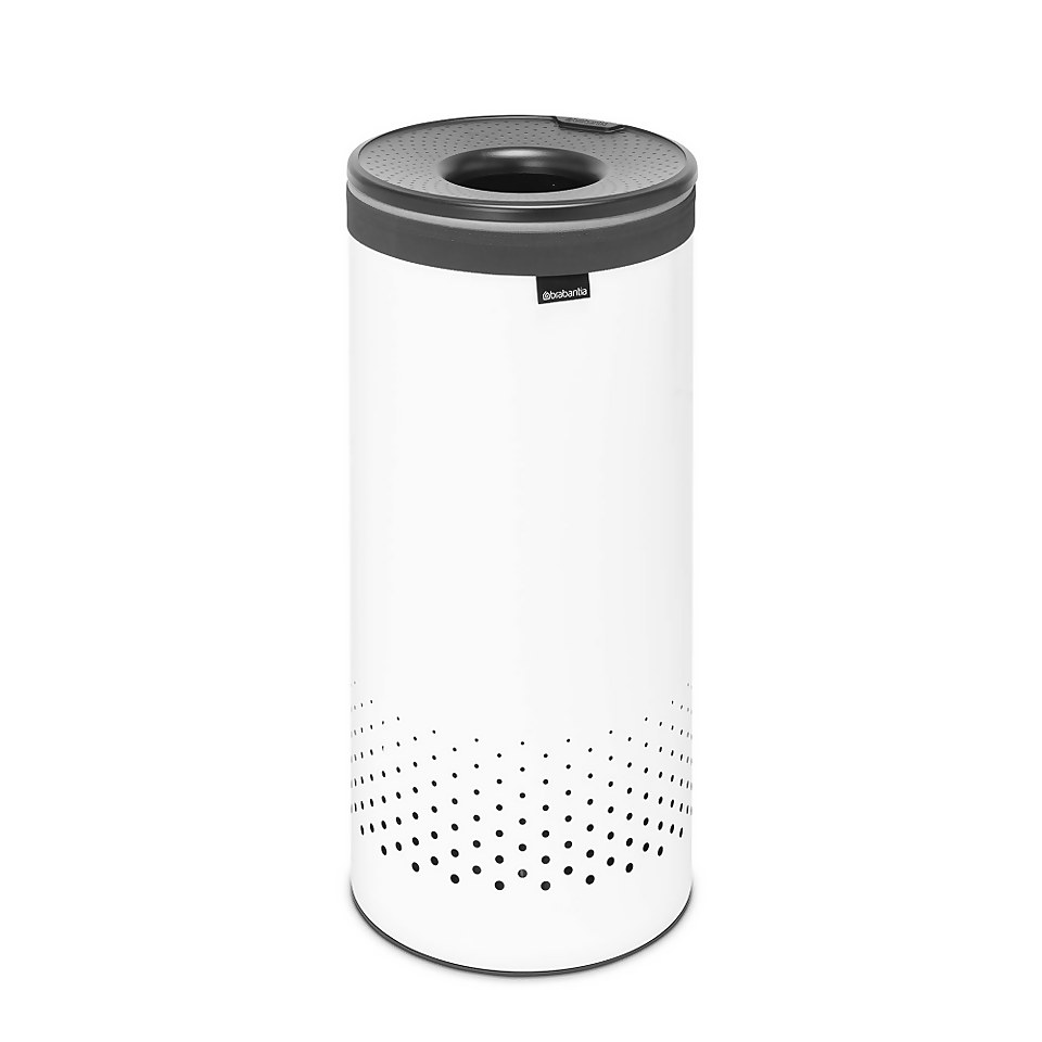 Brabantia Laundry Bin with Plastic Lid 35L White Homebase