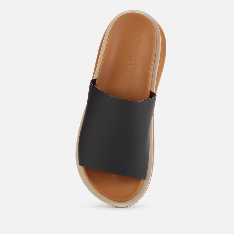 See By Chloé Women's Cicily Leather Flatform Slide Sandals - Black