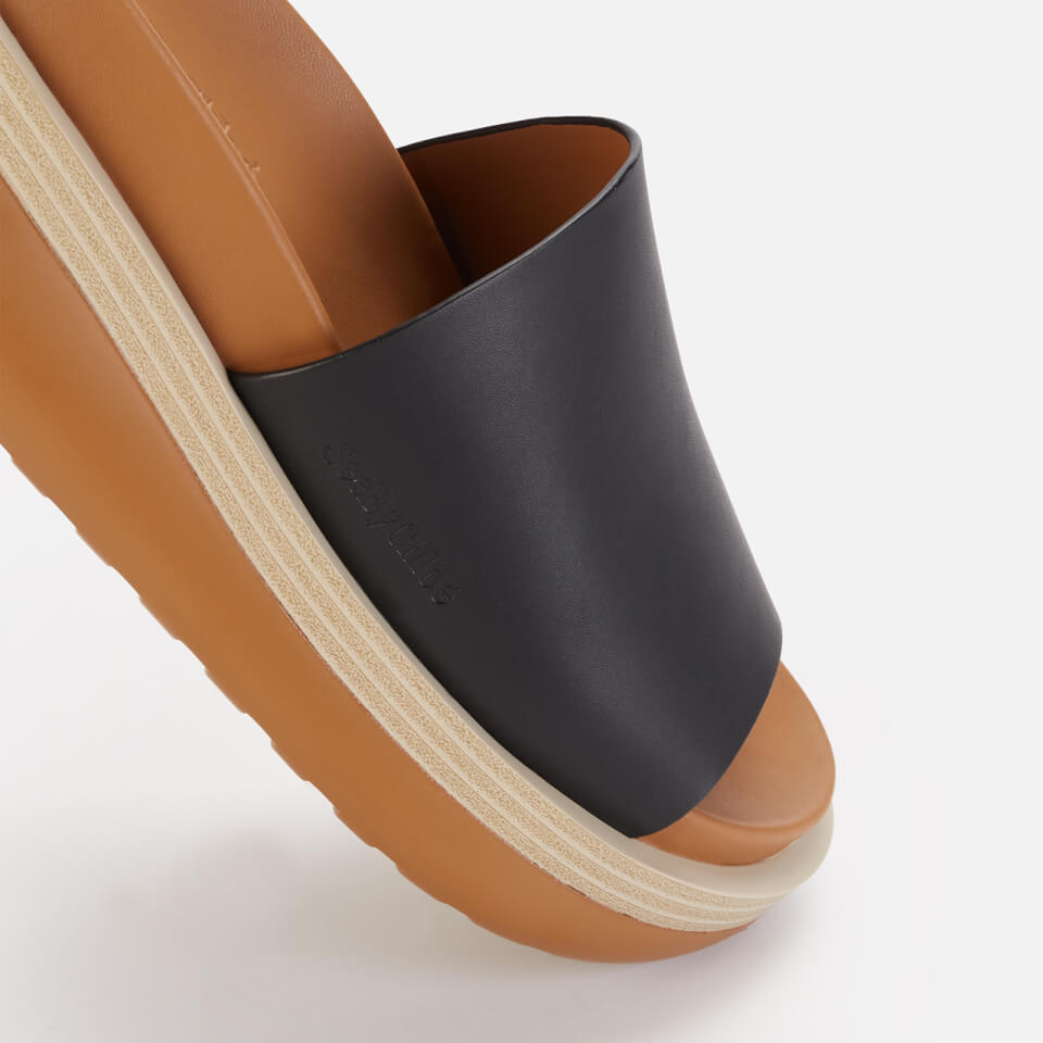 See By Chloé Women's Cicily Leather Flatform Slide Sandals - Black