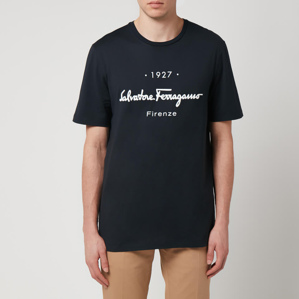 Ferragamo Men's 1927 Logo T-Shirt - Navy/White - S | Coggles