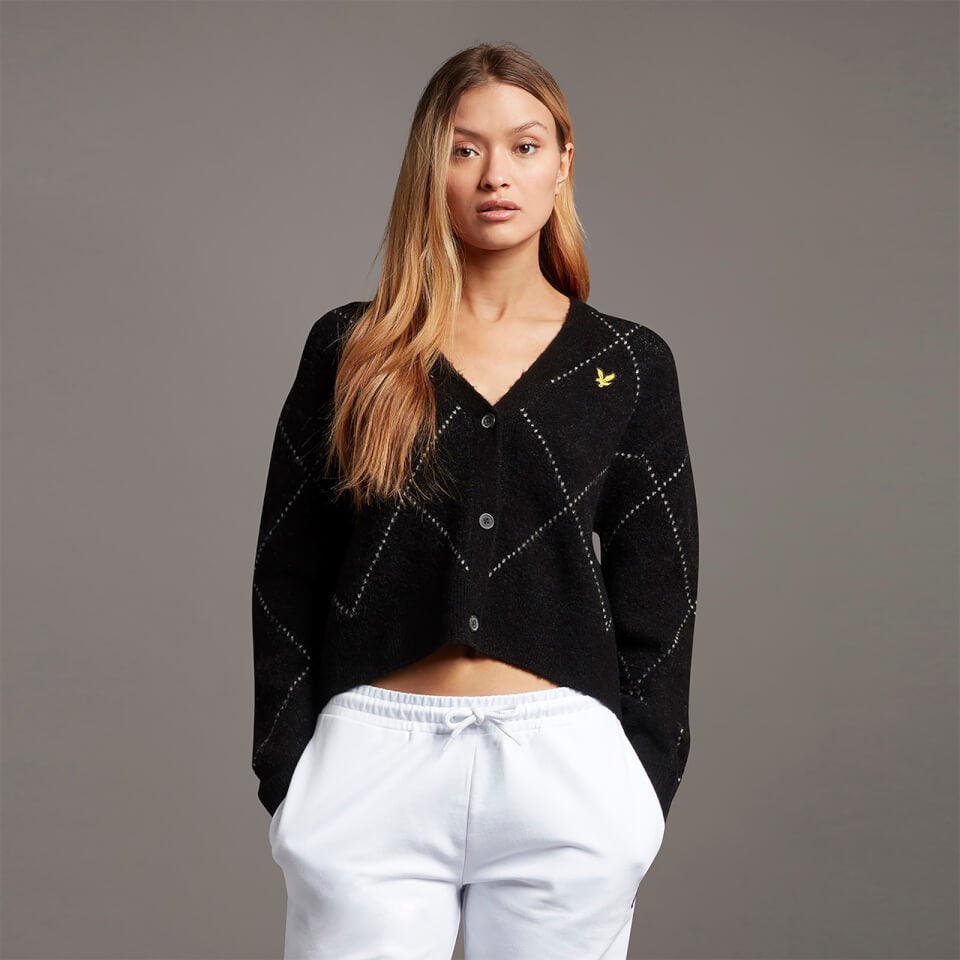 Women's Argyle Cardigan Jet Black 