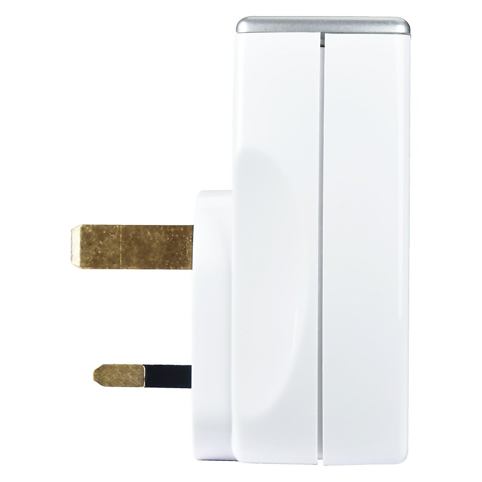 MASTERPLUG SURGE ADAPTOR WITH 2 X USB (3.1A) GLOSS WHITE