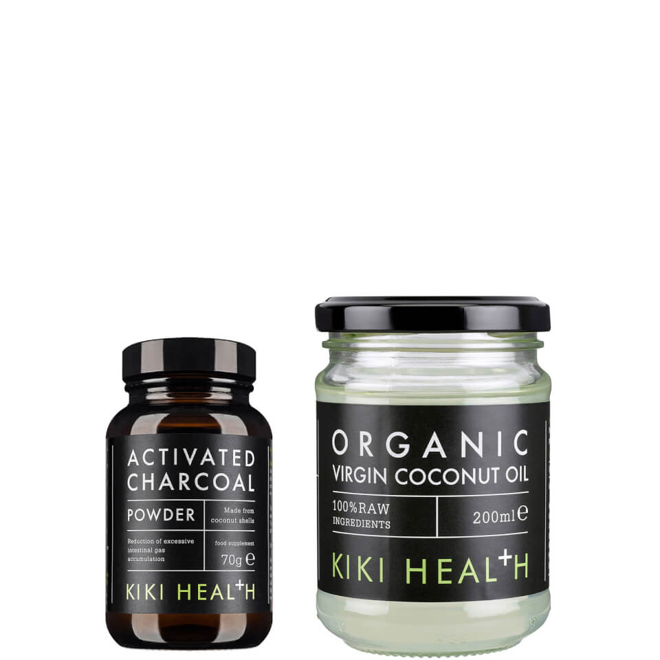 KIKI Health Activated Charcoal Powder & Organic Coconut Oil Duo With 25% Saving