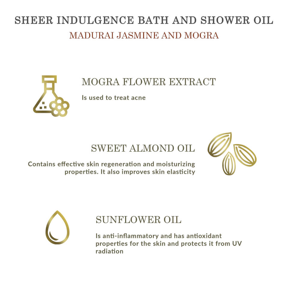 Forest Essentials Sheer Indulgence Bath and Shower Oil, Madurai Jasmine and Mogra - 200ml