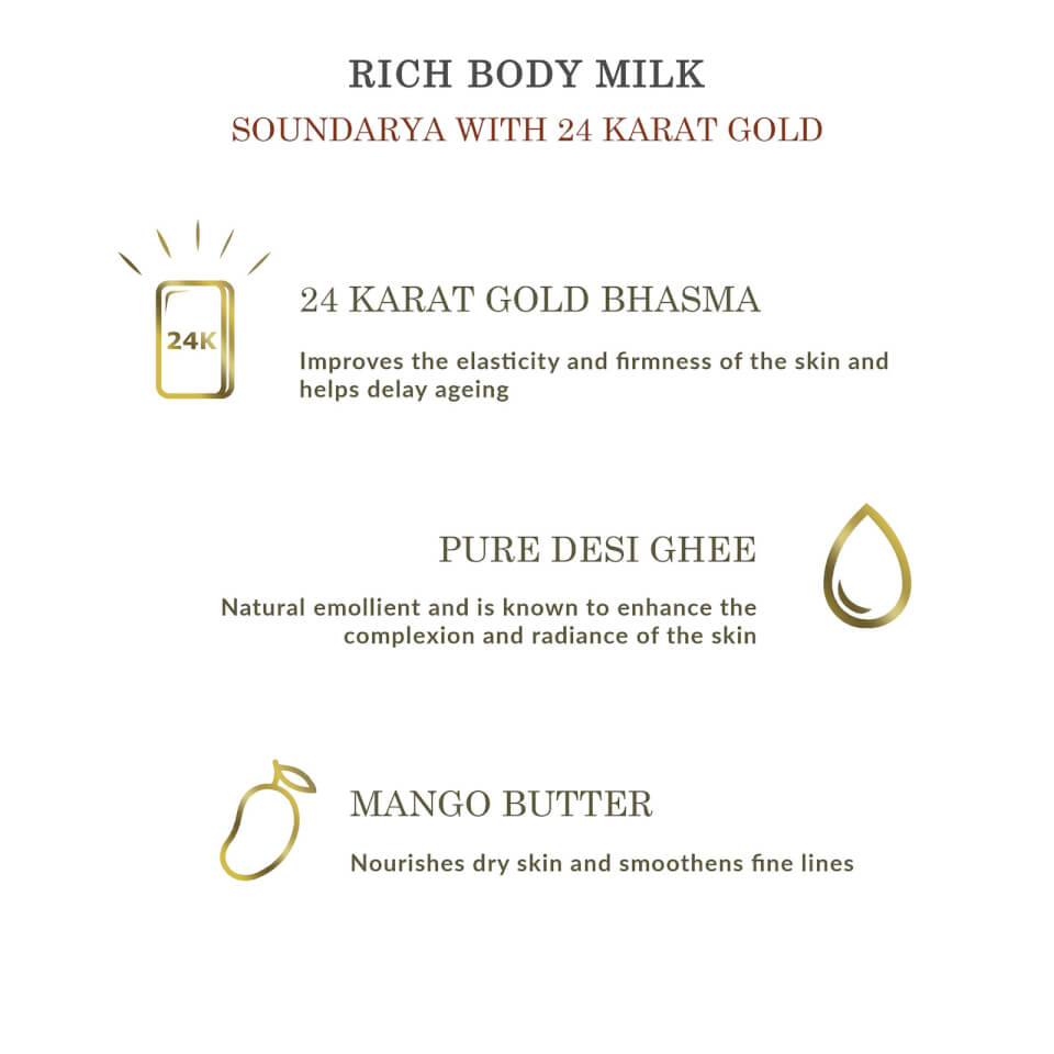 Forest Essentials Moisture Rich Body Milk Soundarya with 24 Karat Gold - 200ml