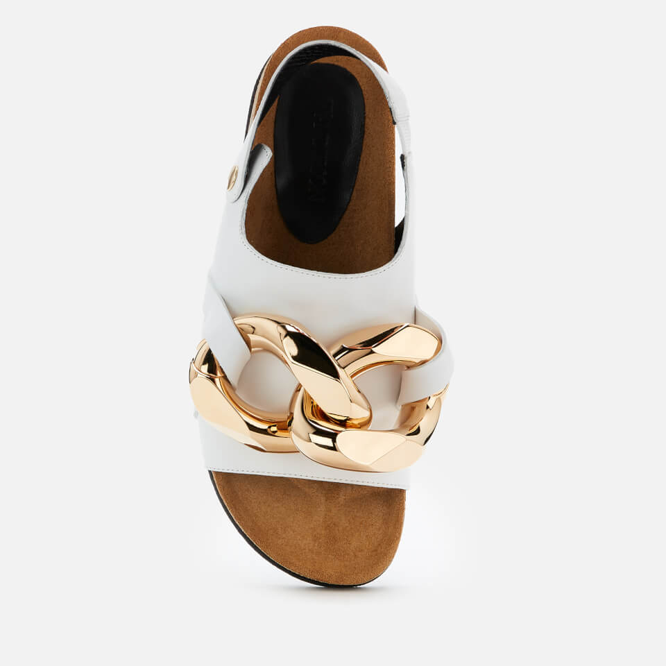 JW Anderson Women's Chain Leather Flat Sandals - White - UK