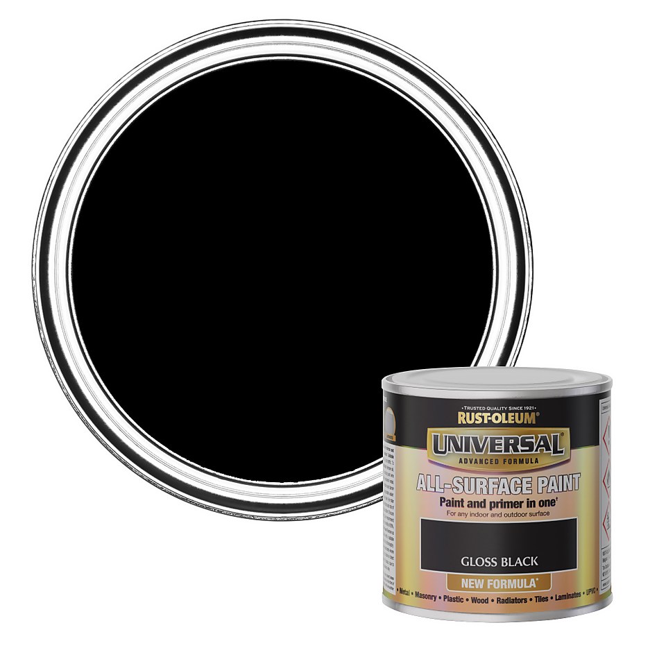Rust-Oleum Universal All-Surface Gloss Paint Black - 250ml