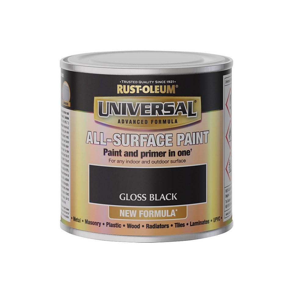 Rust-Oleum Universal All-Surface Gloss Paint Black - 250ml