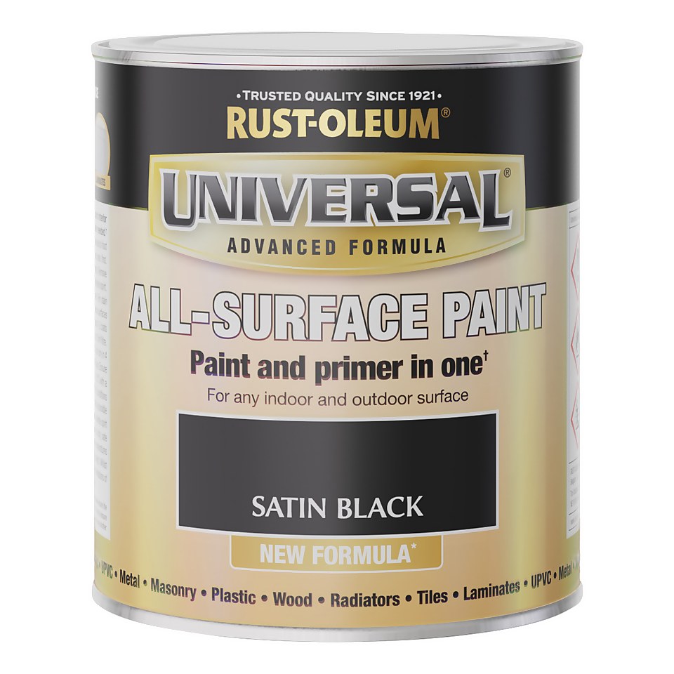 Rust-Oleum Universal Satin Paint Black - 750ml