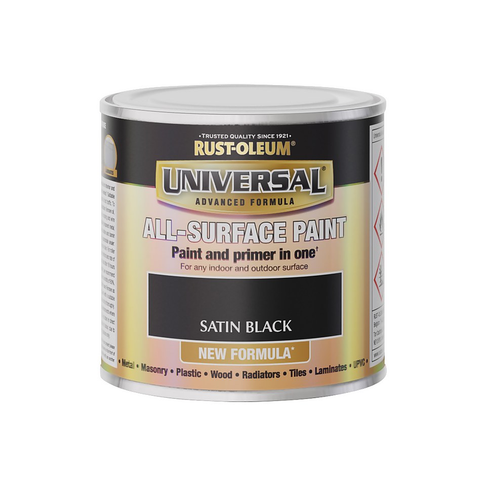 Rust-Oleum Universal Satin Paint Black - 250ml