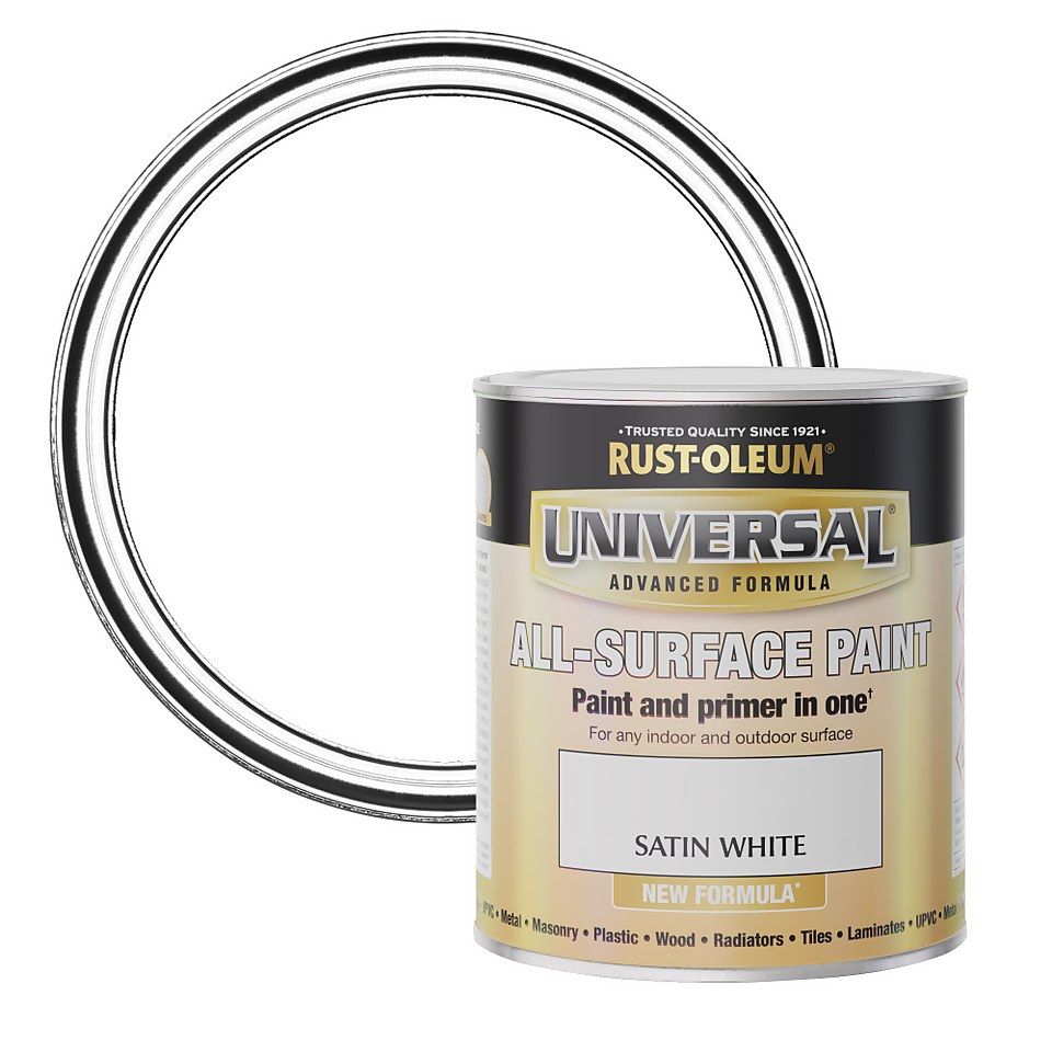 Rust-Oleum Universal Satin Paint White - 750ml