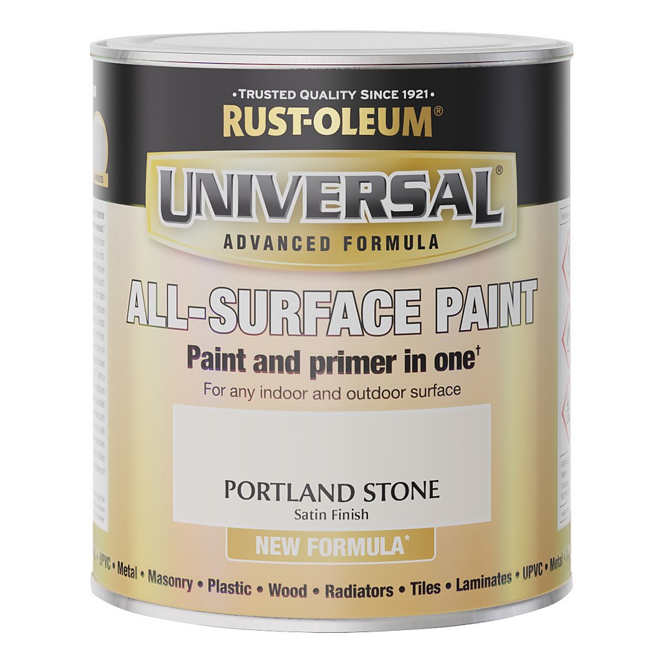 Rust-Oleum Universal Satin Paint Portland Stone - 750ml